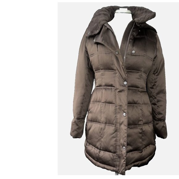 DKNY Quilted Down Detachable Hooded Puff Parka Winter Coat size M - Picture 2 of 10